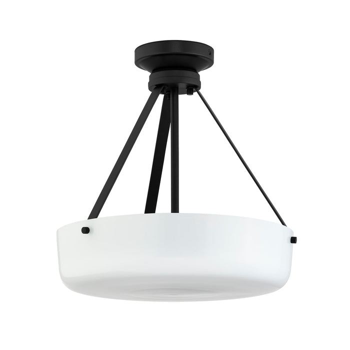 Progress Lighting 94500507031 Lieon Collection 3-Light Semi-Flush Convertible Light Black With White Glass Shade (P500507-031)