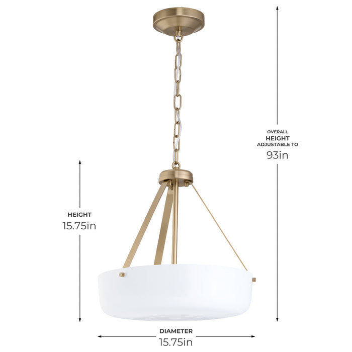 Progress Lighting 94500507177 Lieon Collection 3-Light Semi-Flush Convertible Light Champagne Bronze With White Glass Shade (P500507-177)