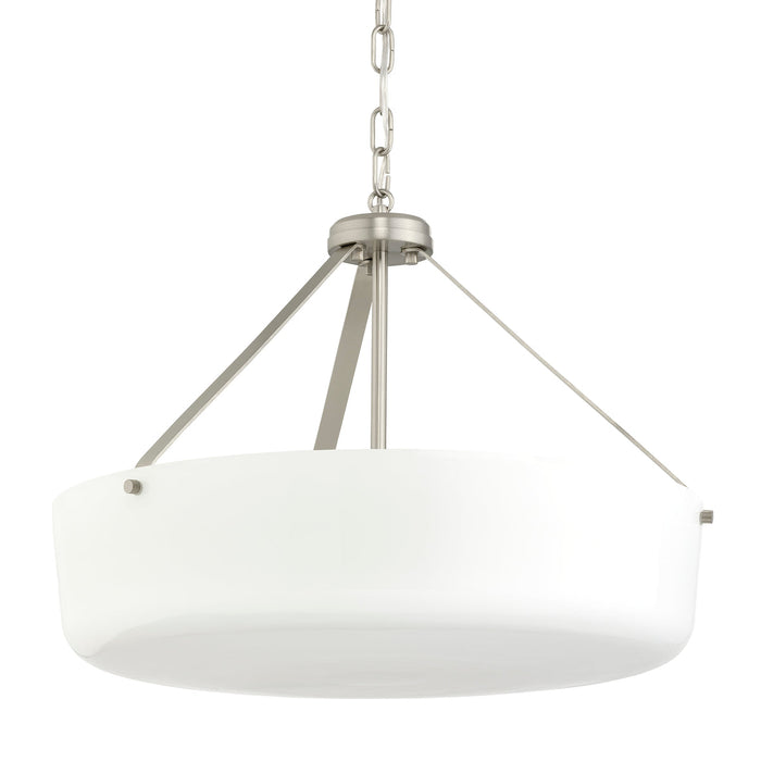 Progress Lighting 94500508009 Lieon Collection 3-Light Large Semi-Flush Convertible Light Brushed Nickel With White Glass Shade (P500508-009)