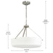 Progress Lighting 94500508009 Lieon Collection 3-Light Large Semi-Flush Convertible Light Brushed Nickel With White Glass Shade (P500508-009)