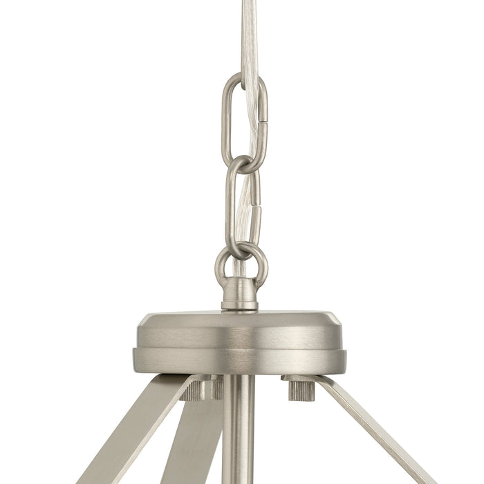 Progress Lighting 94500508009 Lieon Collection 3-Light Large Semi-Flush Convertible Light Brushed Nickel With White Glass Shade (P500508-009)