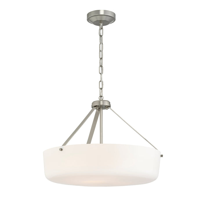 Progress Lighting 94500508009 Lieon Collection 3-Light Large Semi-Flush Convertible Light Brushed Nickel With White Glass Shade (P500508-009)