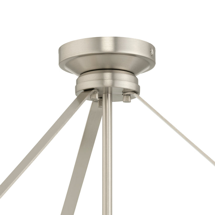 Progress Lighting 94500508009 Lieon Collection 3-Light Large Semi-Flush Convertible Light Brushed Nickel With White Glass Shade (P500508-009)
