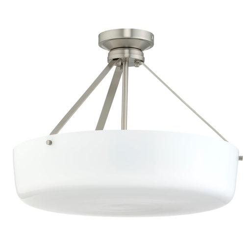 Progress Lighting 94500508009 Lieon Collection 3-Light Large Semi-Flush Convertible Light Brushed Nickel With White Glass Shade (P500508-009)