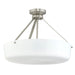 Progress Lighting 94500508009 Lieon Collection 3-Light Large Semi-Flush Convertible Light Brushed Nickel With White Glass Shade (P500508-009)