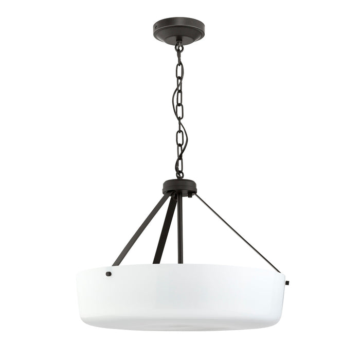Progress Lighting 94500508020 Lieon Collection 3-Light Large Semi-Flush Convertible Light Antique Bronze With White Glass Shade (P500508-020)