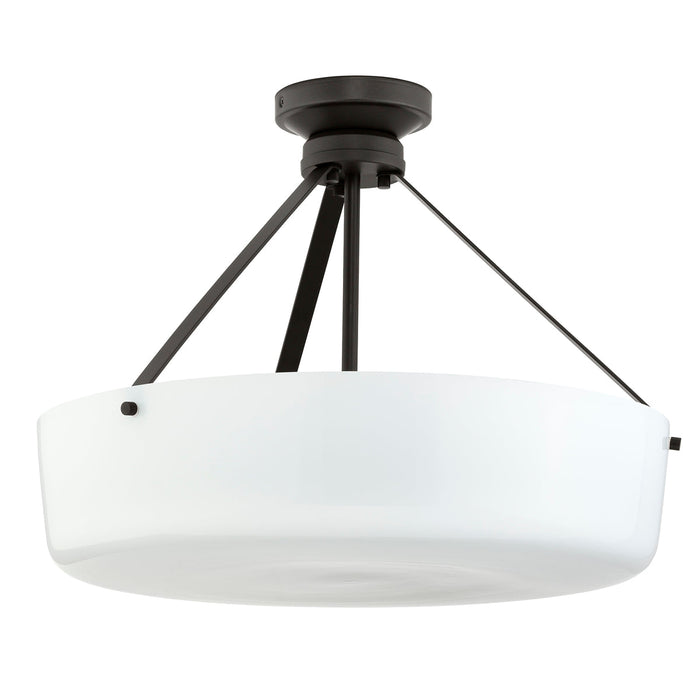Progress Lighting 94500508020 Lieon Collection 3-Light Large Semi-Flush Convertible Light Antique Bronze With White Glass Shade (P500508-020)