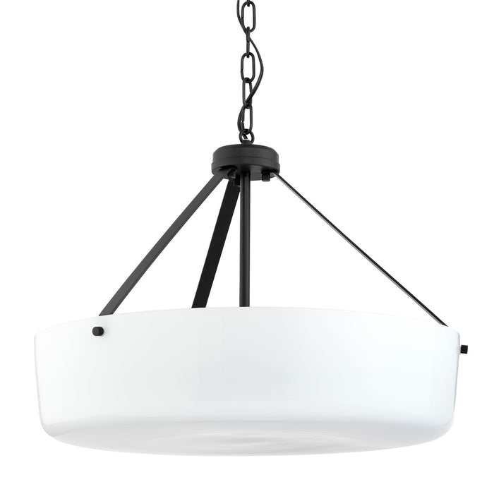 Progress Lighting 94500508031 Lieon Collection 3-Light Large Semi-Flush Convertible Light Black With White Glass Shade (P500508-031)