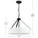 Progress Lighting 94500508031 Lieon Collection 3-Light Large Semi-Flush Convertible Light Black With White Glass Shade (P500508-031)