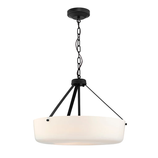 Progress Lighting 94500508031 Lieon Collection 3-Light Large Semi-Flush Convertible Light Black With White Glass Shade (P500508-031)