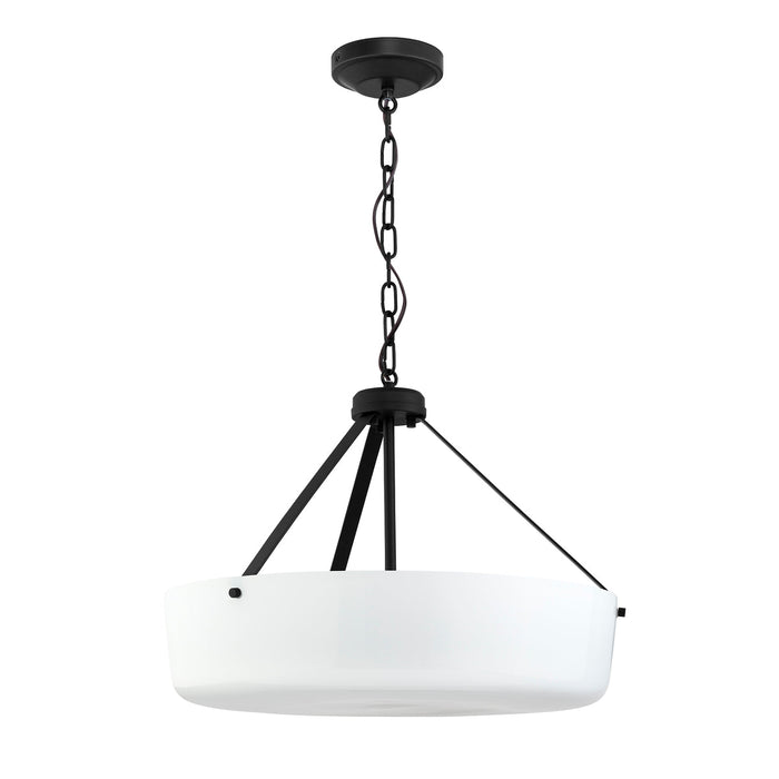 Progress Lighting 94500508031 Lieon Collection 3-Light Large Semi-Flush Convertible Light Black With White Glass Shade (P500508-031)