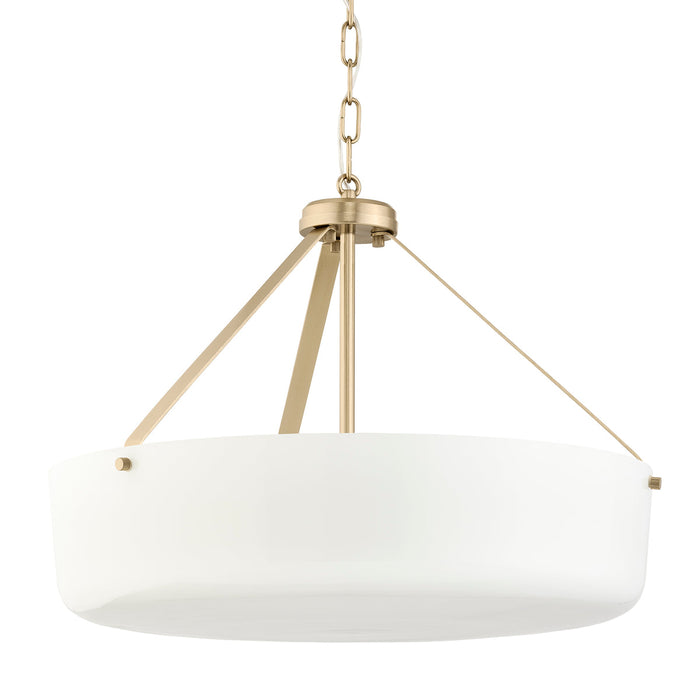 Progress Lighting 94500508177 Lieon Collection 3-Light Large Semi-Flush Convertible Light Champagne Bronze With White Glass Shade (P500508-177)