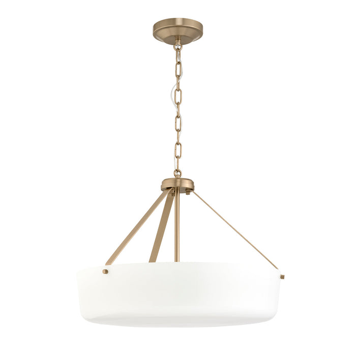 Progress Lighting 94500508177 Lieon Collection 3-Light Large Semi-Flush Convertible Light Champagne Bronze With White Glass Shade (P500508-177)