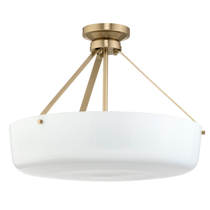 Progress Lighting 94500508177 Lieon Collection 3-Light Large Semi-Flush Convertible Light Champagne Bronze With White Glass Shade (P500508-177)