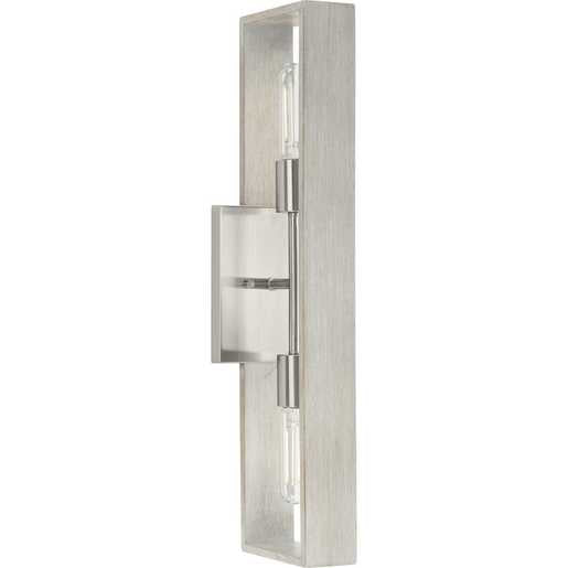 Progress Lighting Boundary Collection Two-Light Wall Bracket Fixture Brushed Nickel (P710126-009)