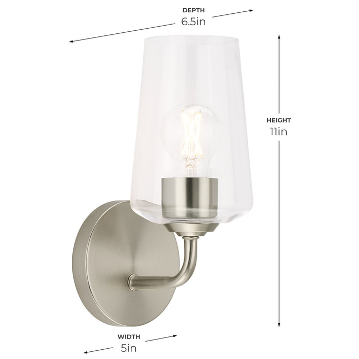 Progress Lighting 94710148009 Celino Collection 1-Light Wall Sconce Brushed Nickel With Clear Glass Shade (P710148-009)