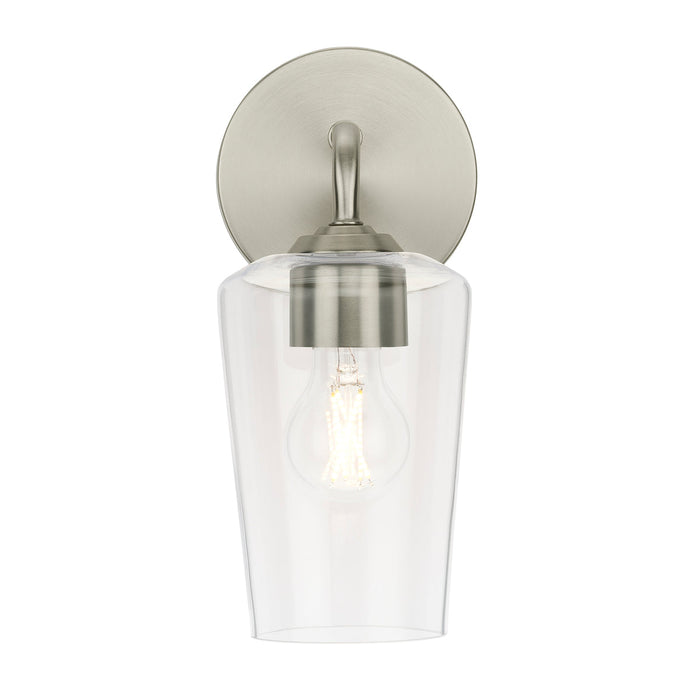 Progress Lighting 94710148009 Celino Collection 1-Light Wall Sconce Brushed Nickel With Clear Glass Shade (P710148-009)