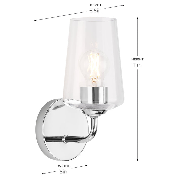Progress Lighting 94710148015 Celino Collection 1-Light Wall Sconce Polished Chrome With Clear Glass Shade (P710148-015)