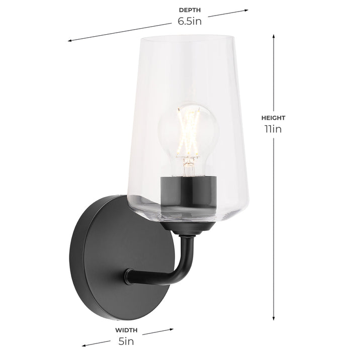 Progress Lighting 94710148031 Celino Collection 1-Light Wall Sconce Black With Clear Glass Shade (P710148-031)