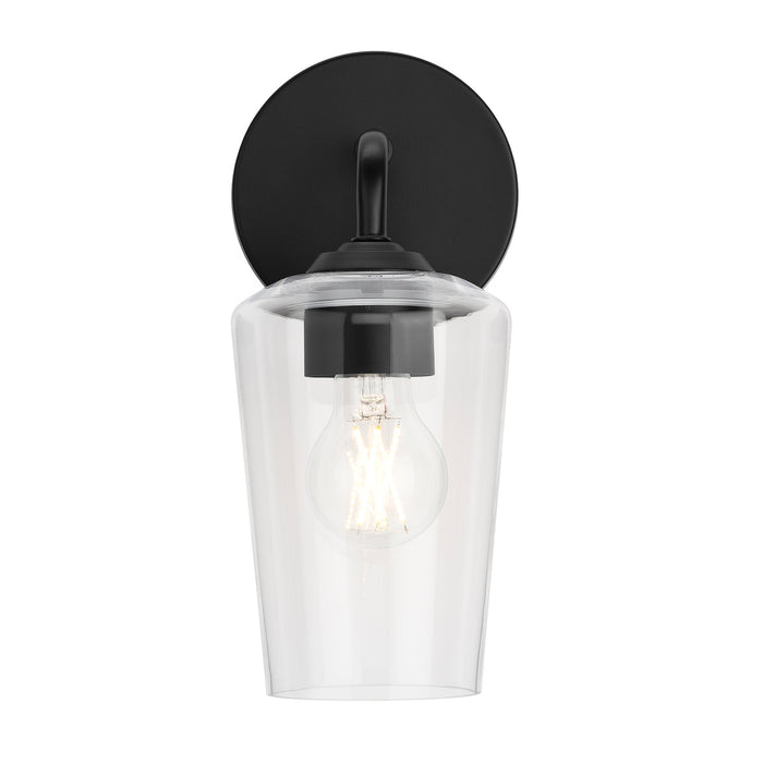 Progress Lighting 94710148031 Celino Collection 1-Light Wall Sconce Black With Clear Glass Shade (P710148-031)