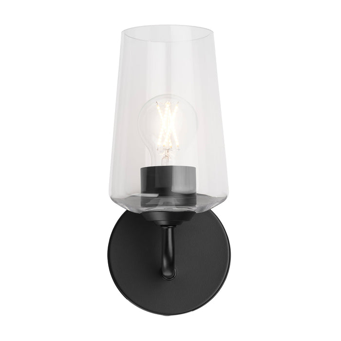 Progress Lighting 94710148031 Celino Collection 1-Light Wall Sconce Black With Clear Glass Shade (P710148-031)
