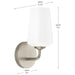 Progress Lighting 94710149009 Celino Collection 1-Light Wall Sconce Brushed Nickel With White Glass Shade (P710149-009)
