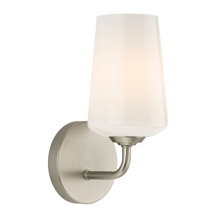 Progress Lighting 94710149009 Celino Collection 1-Light Wall Sconce Brushed Nickel With White Glass Shade (P710149-009)
