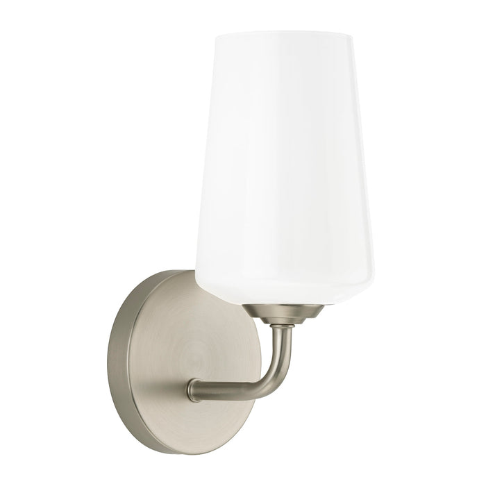 Progress Lighting 94710149009 Celino Collection 1-Light Wall Sconce Brushed Nickel With White Glass Shade (P710149-009)