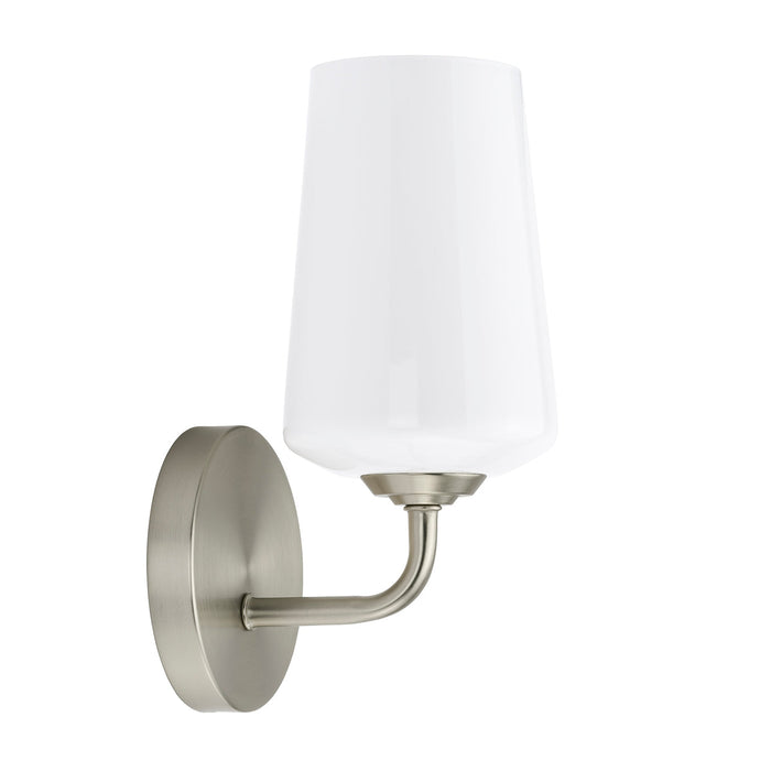 Progress Lighting 94710149009 Celino Collection 1-Light Wall Sconce Brushed Nickel With White Glass Shade (P710149-009)