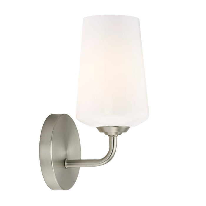 Progress Lighting 94710149009 Celino Collection 1-Light Wall Sconce Brushed Nickel With White Glass Shade (P710149-009)