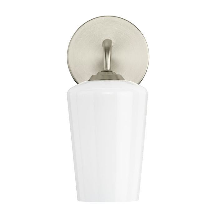 Progress Lighting 94710149009 Celino Collection 1-Light Wall Sconce Brushed Nickel With White Glass Shade (P710149-009)