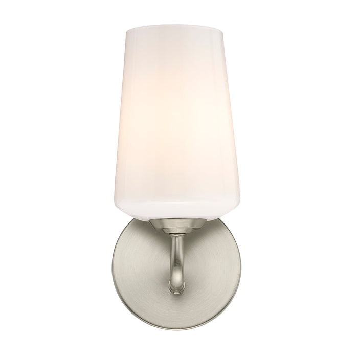Progress Lighting 94710149009 Celino Collection 1-Light Wall Sconce Brushed Nickel With White Glass Shade (P710149-009)