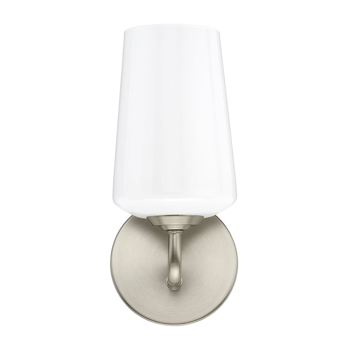 Progress Lighting 94710149009 Celino Collection 1-Light Wall Sconce Brushed Nickel With White Glass Shade (P710149-009)
