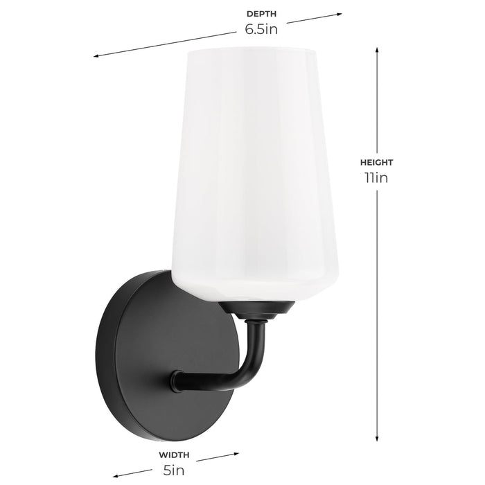 Progress Lighting 94710149031 Celino Collection 1-Light Wall Sconce Black With White Glass Shade (P710149-031)
