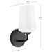 Progress Lighting 94710149031 Celino Collection 1-Light Wall Sconce Black With White Glass Shade (P710149-031)