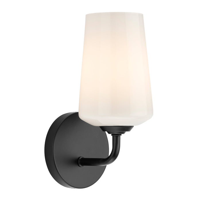 Progress Lighting 94710149031 Celino Collection 1-Light Wall Sconce Black With White Glass Shade (P710149-031)