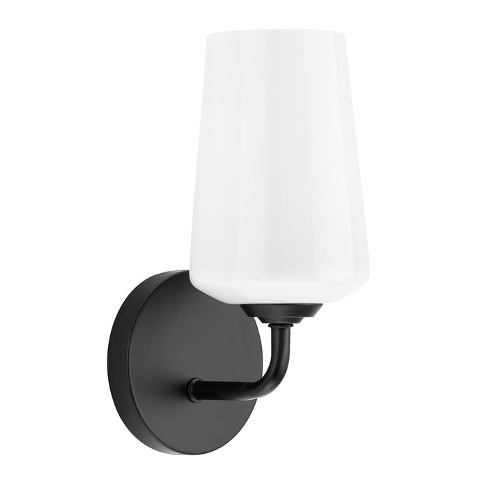 Progress Lighting 94710149031 Celino Collection 1-Light Wall Sconce Black With White Glass Shade (P710149-031)