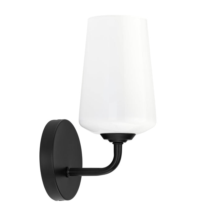 Progress Lighting 94710149031 Celino Collection 1-Light Wall Sconce Black With White Glass Shade (P710149-031)
