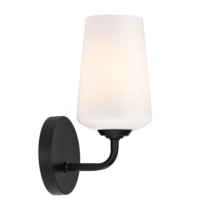 Progress Lighting 94710149031 Celino Collection 1-Light Wall Sconce Black With White Glass Shade (P710149-031)