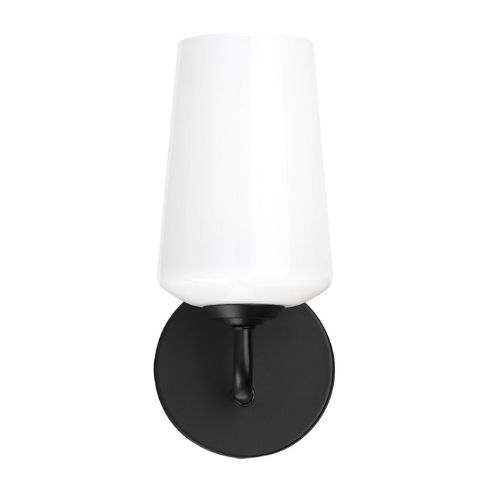 Progress Lighting 94710149031 Celino Collection 1-Light Wall Sconce Black With White Glass Shade (P710149-031)