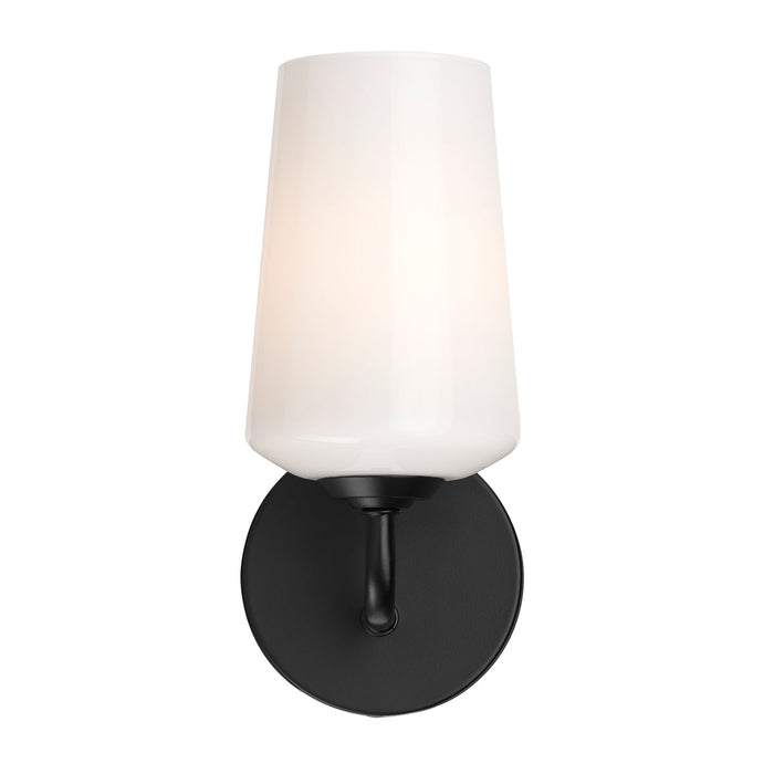 Progress Lighting 94710149031 Celino Collection 1-Light Wall Sconce Black With White Glass Shade (P710149-031)