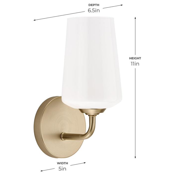 Progress Lighting 94710149177 Celino Collection 1-Light Wall Sconce Champagne Bronze With White Glass Shade (P710149-177)