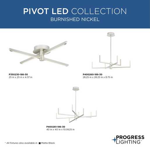 Progress Lighting 9440026018630 Pivot LED 6 LED Chandelier Burnished Nickel (P400260-186-30)