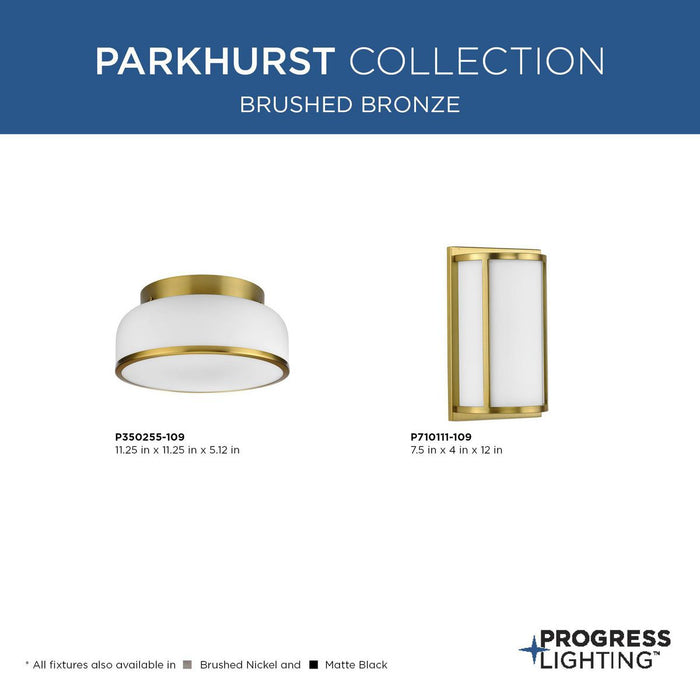 Progress Lighting Parkhurst Collection Two-Light Flush Mount Close-To-Ceiling Fixture Brushed Bronze (P350255-109)