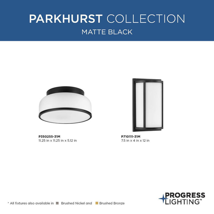 Progress Lighting Parkhurst Collection Two-Light Flush Mount Close-To-Ceiling Fixture Matte Black (P350255-31M)