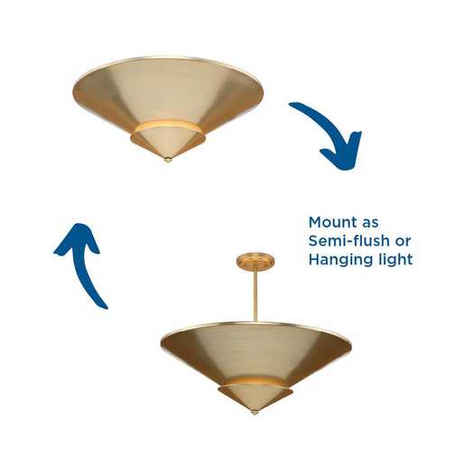 Progress Lighting Pinellas Collection Four-Light Semi-Flush Close-To-Ceiling Fixture Soft Gold (P350270-205)