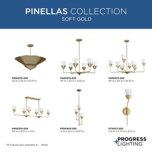 Progress Lighting Pinellas Collection Three-Light Pendant Soft Gold (P500445-205)