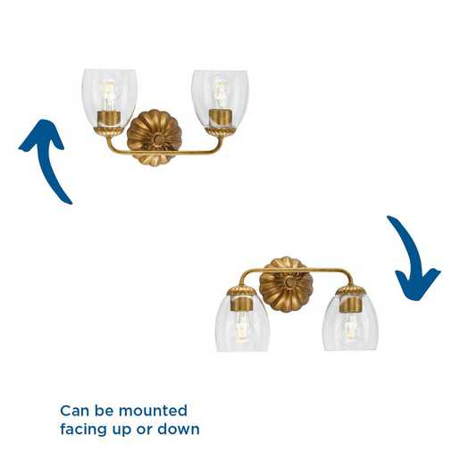 Progress Lighting Quillan Collection Two-Light Bath And Vanity Fixture Gold Ombre (P300489-204)