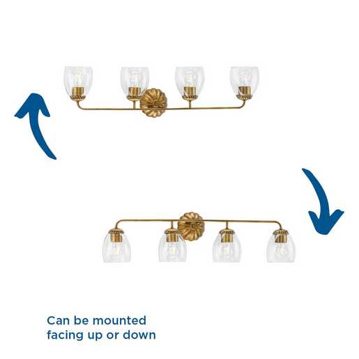 Progress Lighting Quillan Collection Four-Light Bath And Vanity Fixture Gold Ombre (P300491-204)