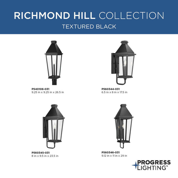 Progress Lighting Richmond Hill Collection One-Light Wall Lantern Outdoor Fixture Black (P560344-031)